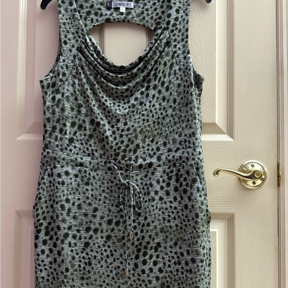 Jennifer Lopez Metallic Animal Print Dress